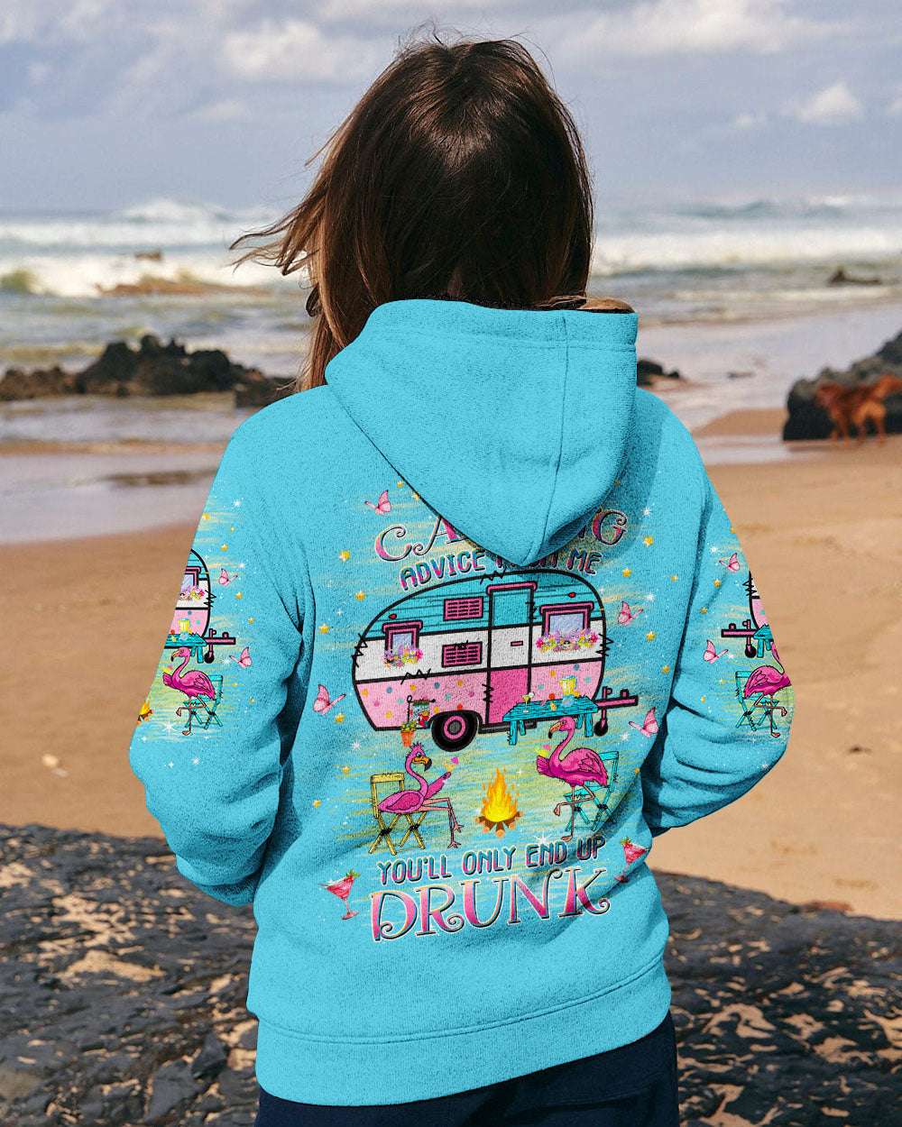 NEVER TAKE CAMPING ADVICE FROM ME FLAMINGO ALL OVER PRINT - YHKD2005244