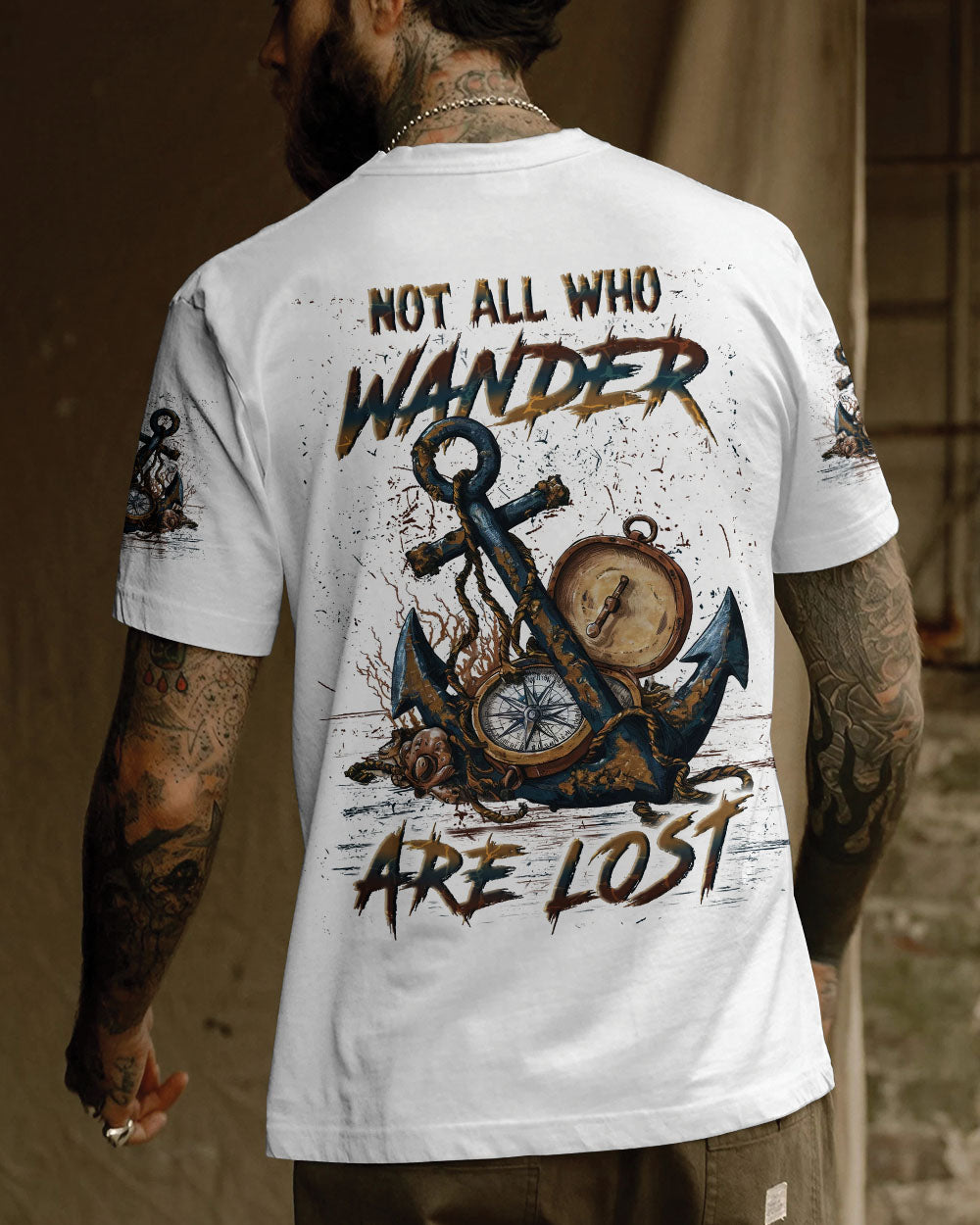 NOT ALL WHO WANDER ARE LOST ANCHOR COMPASS ALL OVER PRINT - YHLN0204251