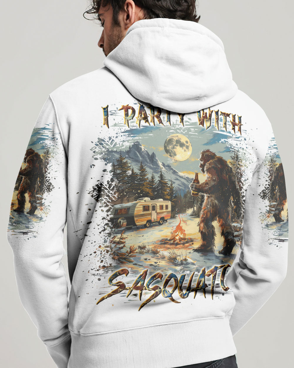 I PARTY WITH SASQUATCH BIGFOOT ALL OVER PRINT - YHLN0711241