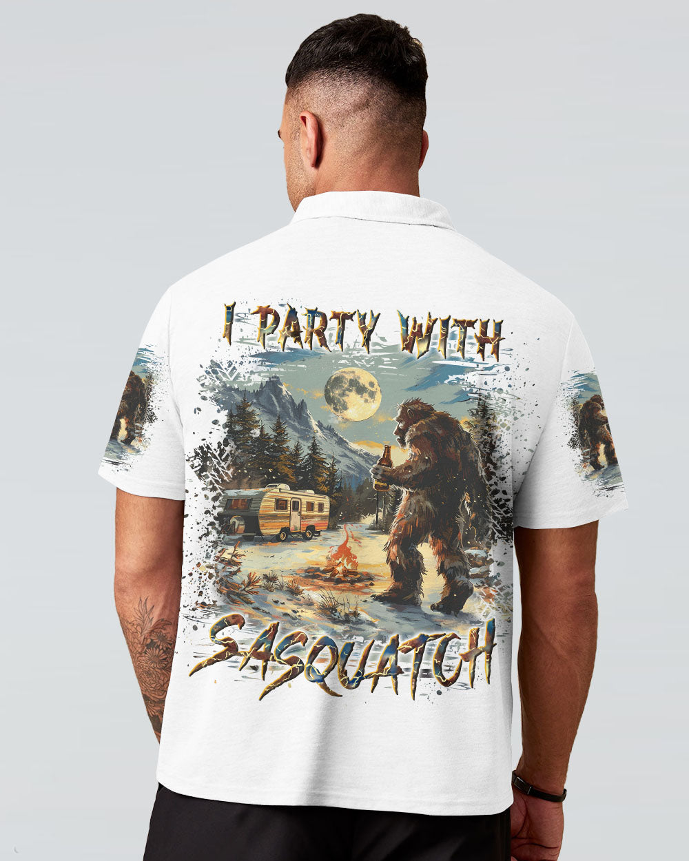 I PARTY WITH SASQUATCH BIGFOOT ALL OVER PRINT - YHLN0711241