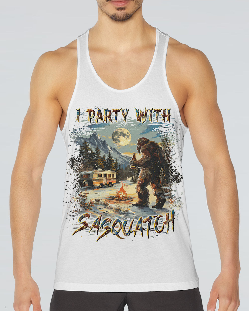 I PARTY WITH SASQUATCH BIGFOOT ALL OVER PRINT - YHLN0711241