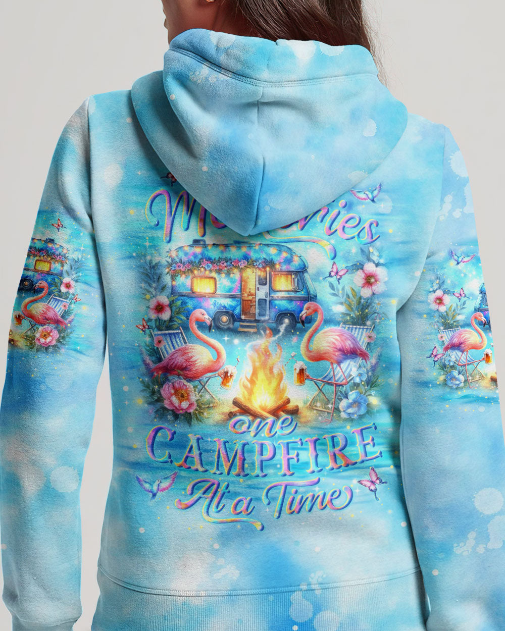 MAKING MEMORIES ONE CAMPFIRE AT A TIME FLAMINGO ALL OVER PRINT - YHLN1005243