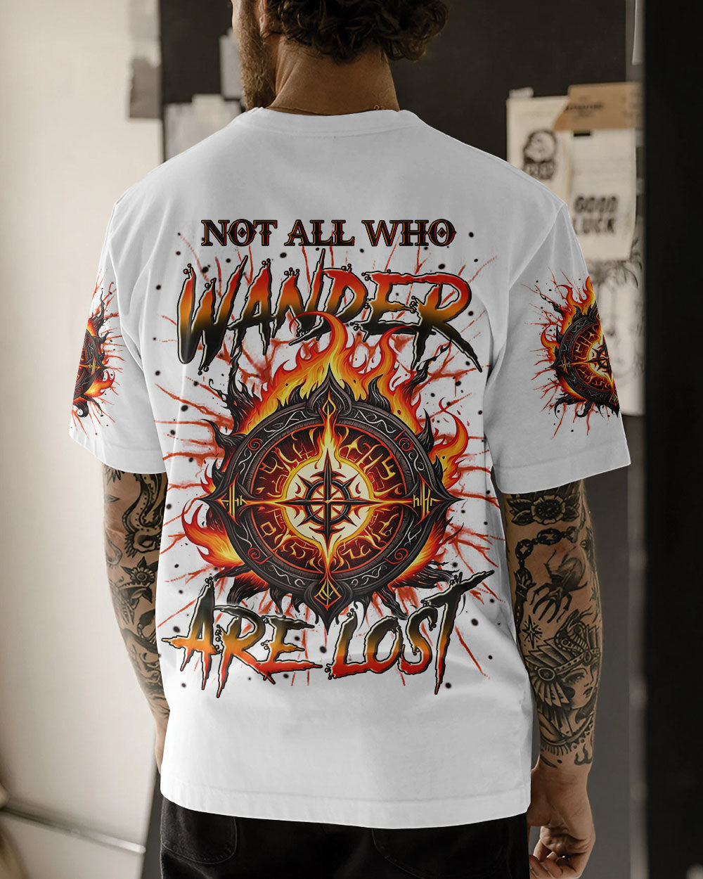 NOT ALL WHO WANDER ARE LOST COMPASS FIRE ALL OVER PRINT - YHLN1403254