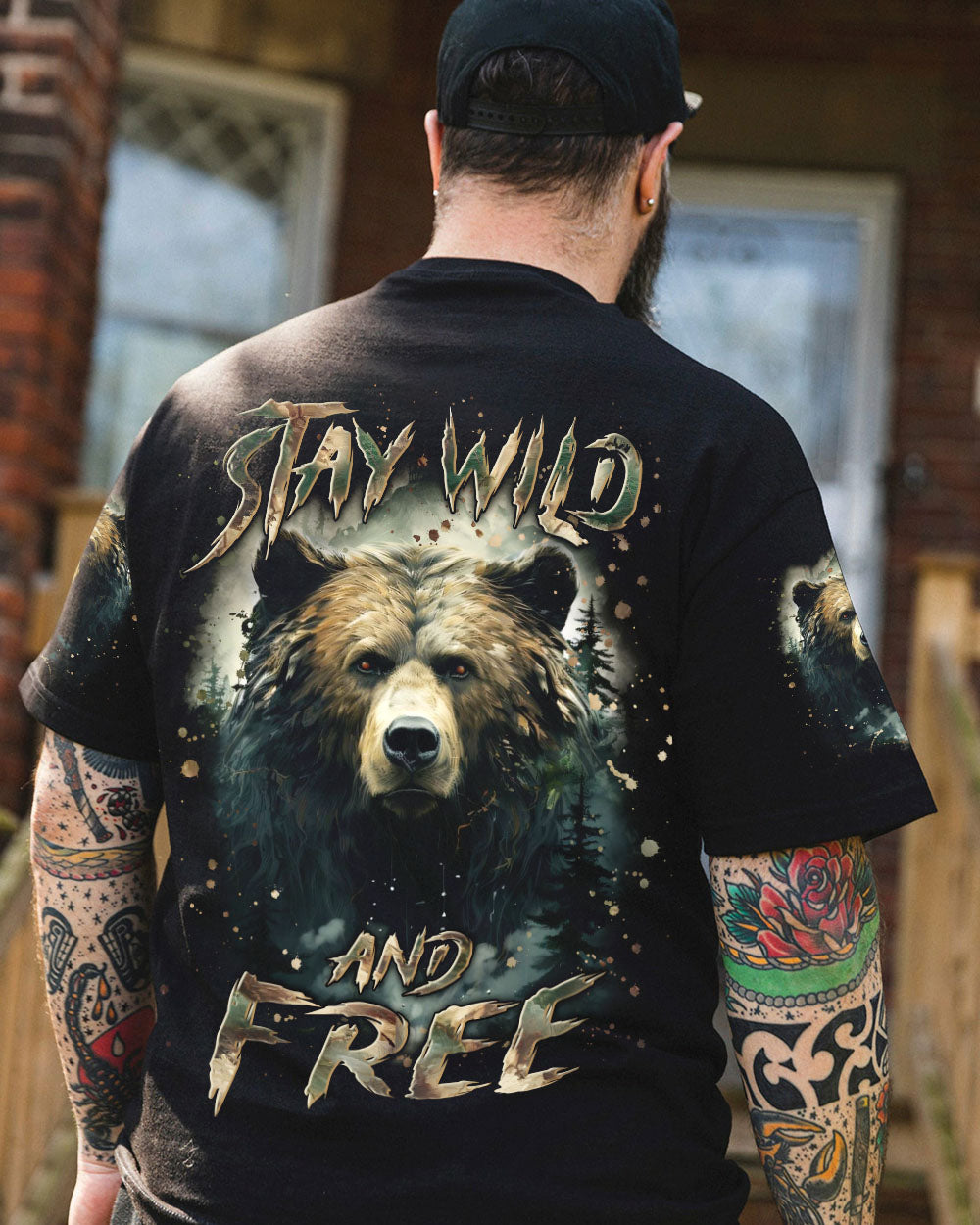 STAY WILD AND FREE BEAR ALL OVER PRINT - YHLN1701254