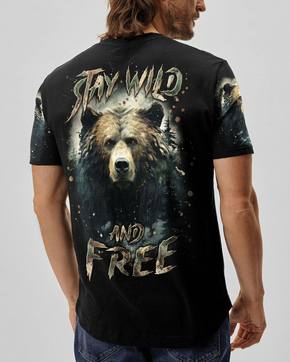 STAY WILD AND FREE BEAR ALL OVER PRINT - YHLN1701254