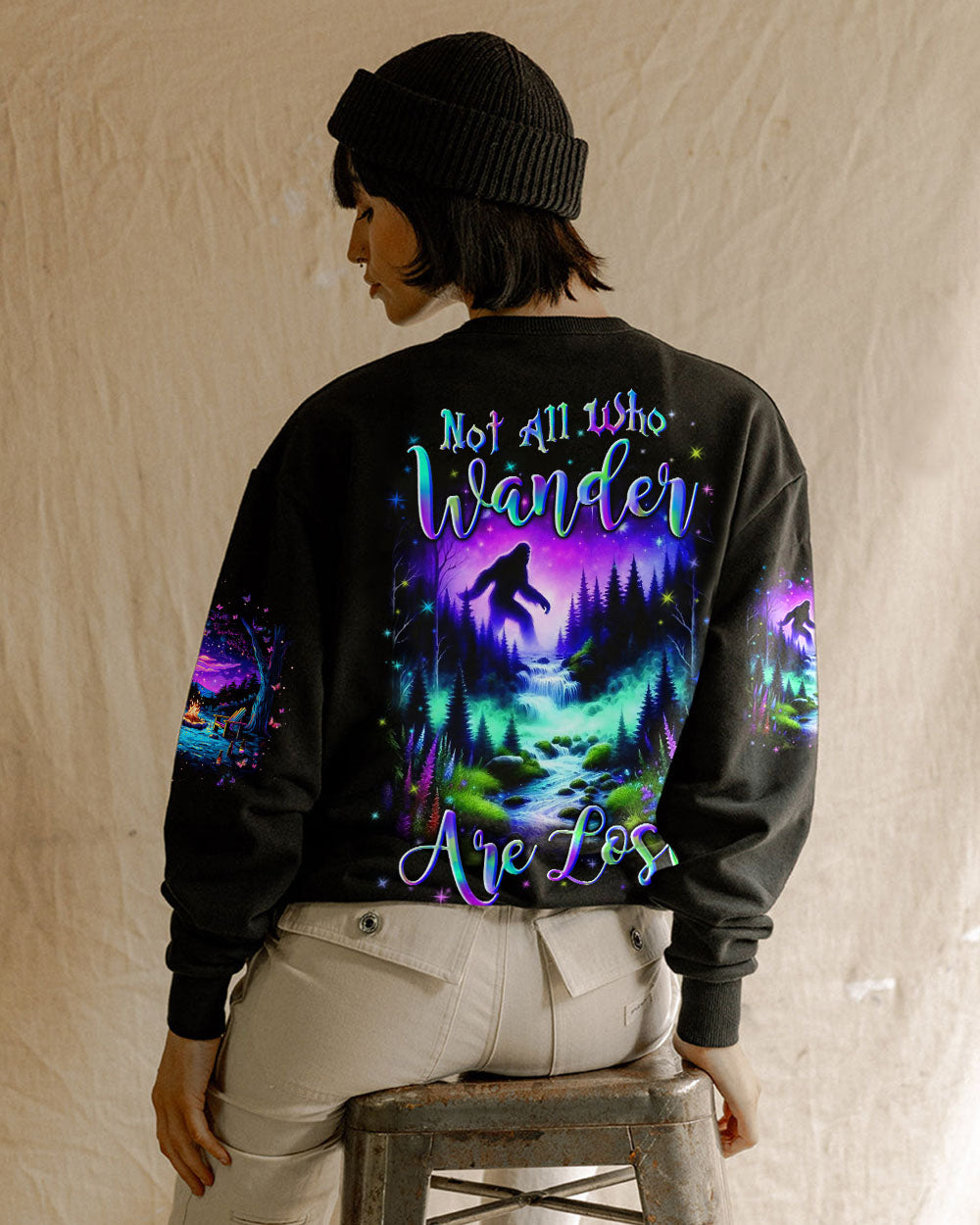 NOT ALL WHO WANDER ARE LOST BIGFOOT COLORFUL ALL OVER PRINT - YHLN2003253