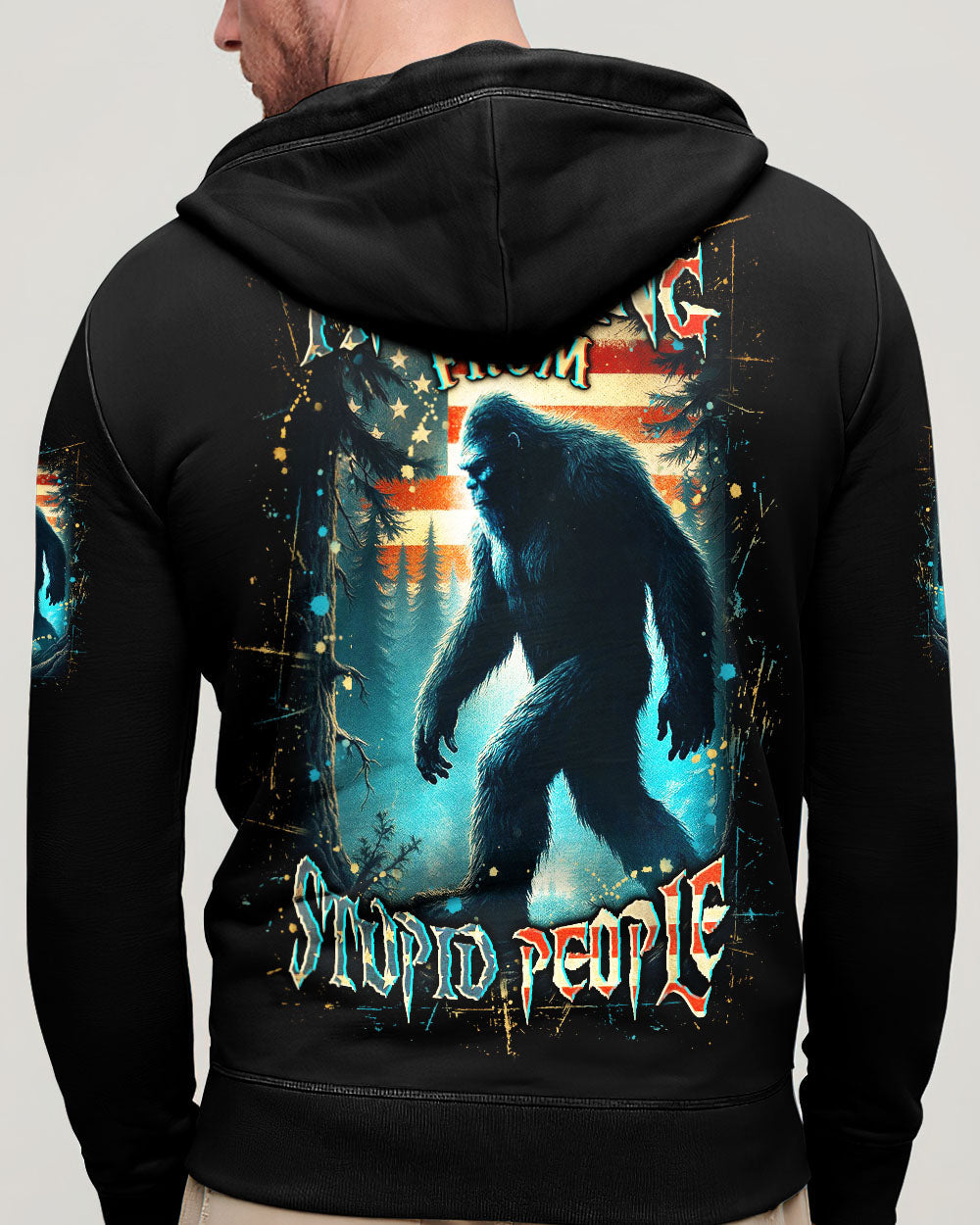 I'M HIDING FROM STUPID PEOPLE BIGFOOT ALL OVER PRINT - YHLN2010253
