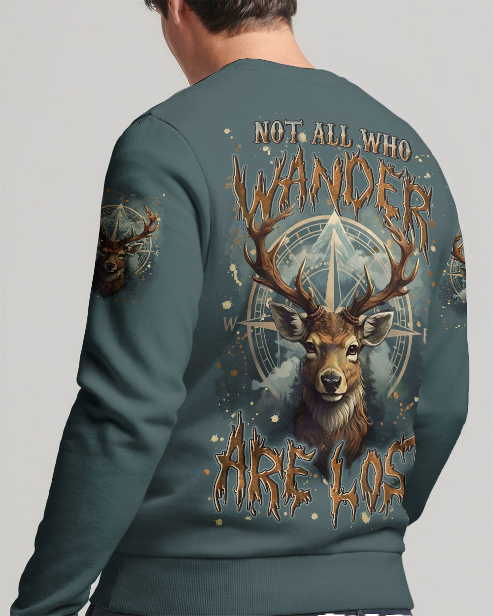 NOT ALL WHO WANDER ARE LOST DEER COMPASS ALL OVER PRINT - YHLN2611253