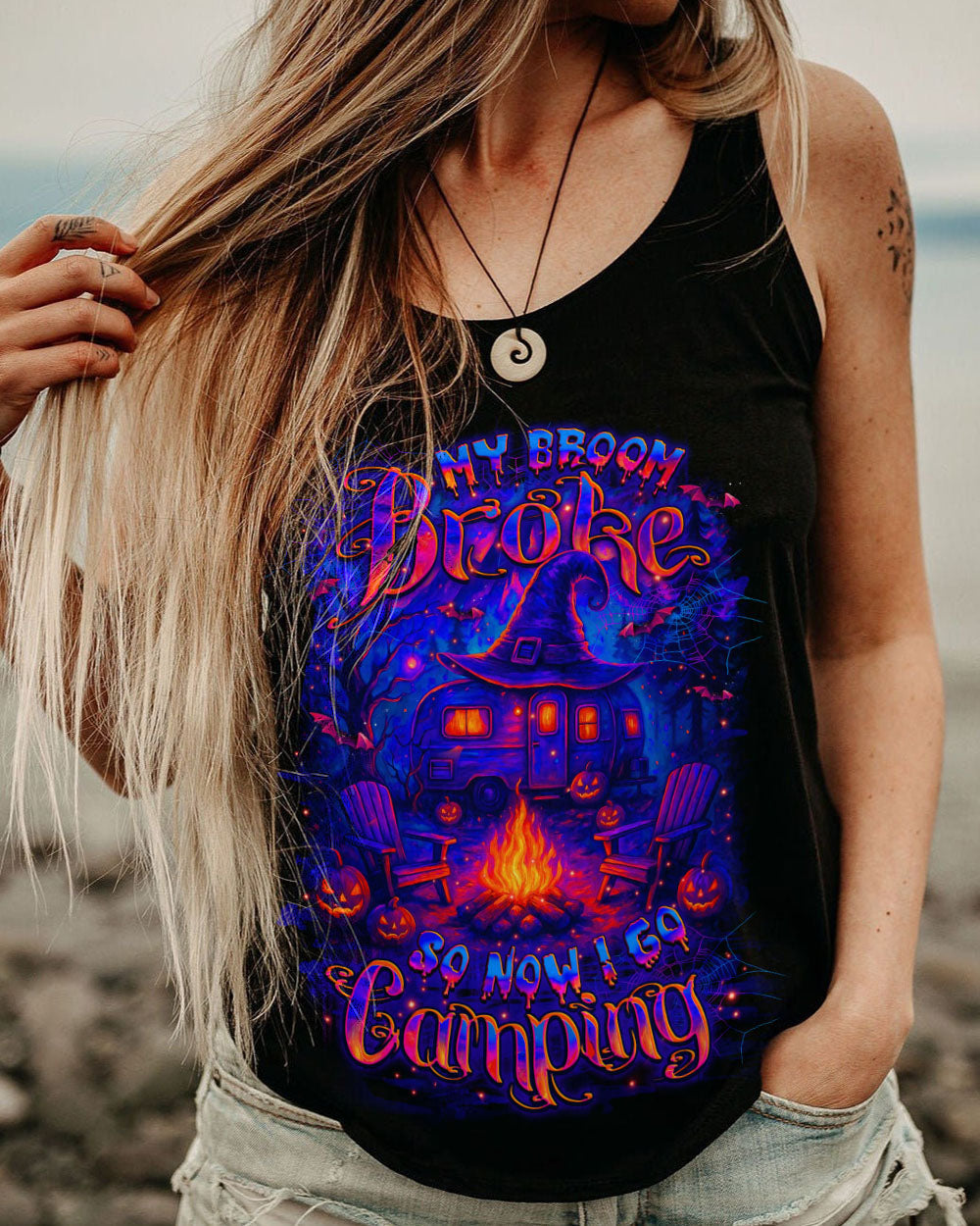 MY BROOM BROKE SO NOW HALLOWEEN CAMPING ALL OVER PRINT - YHLT0608251