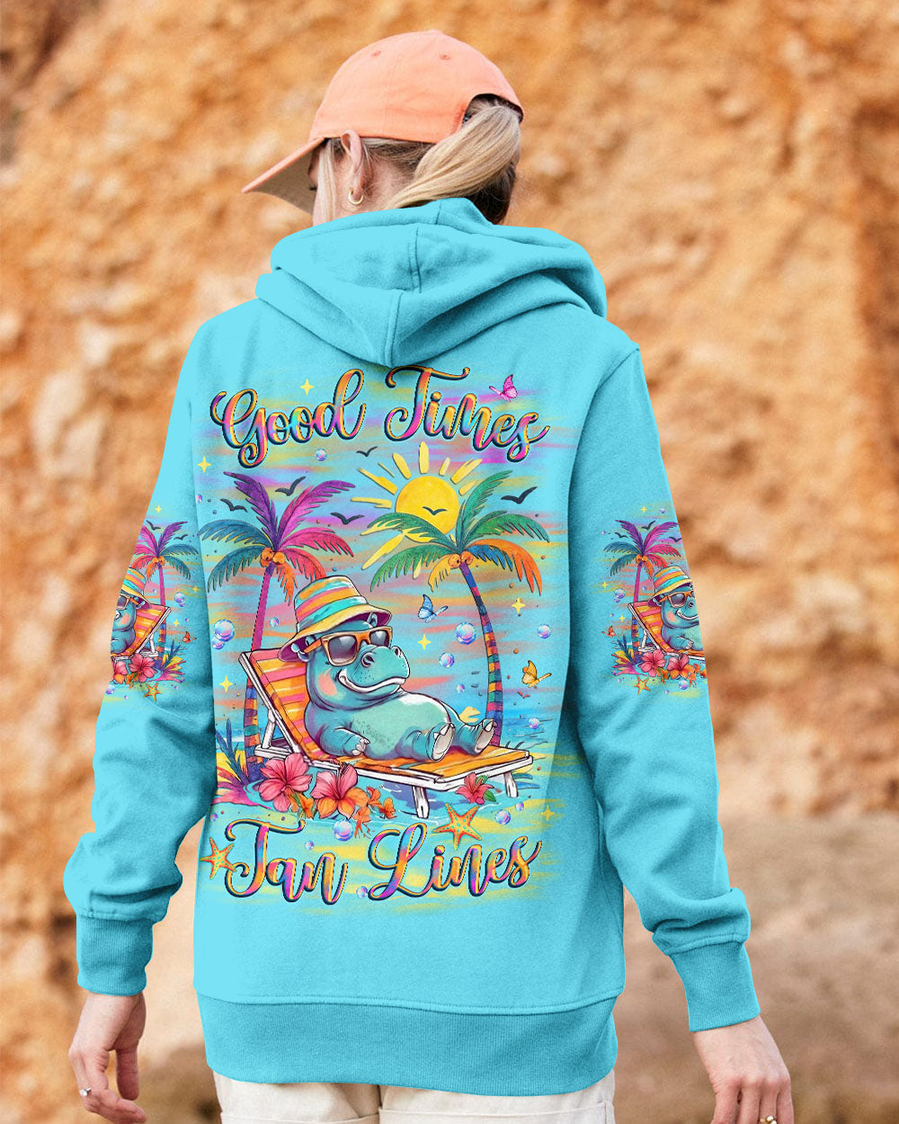 GOOD TIMES TAN LINES HIPPO ALL OVER PRINT - YHLT0907254