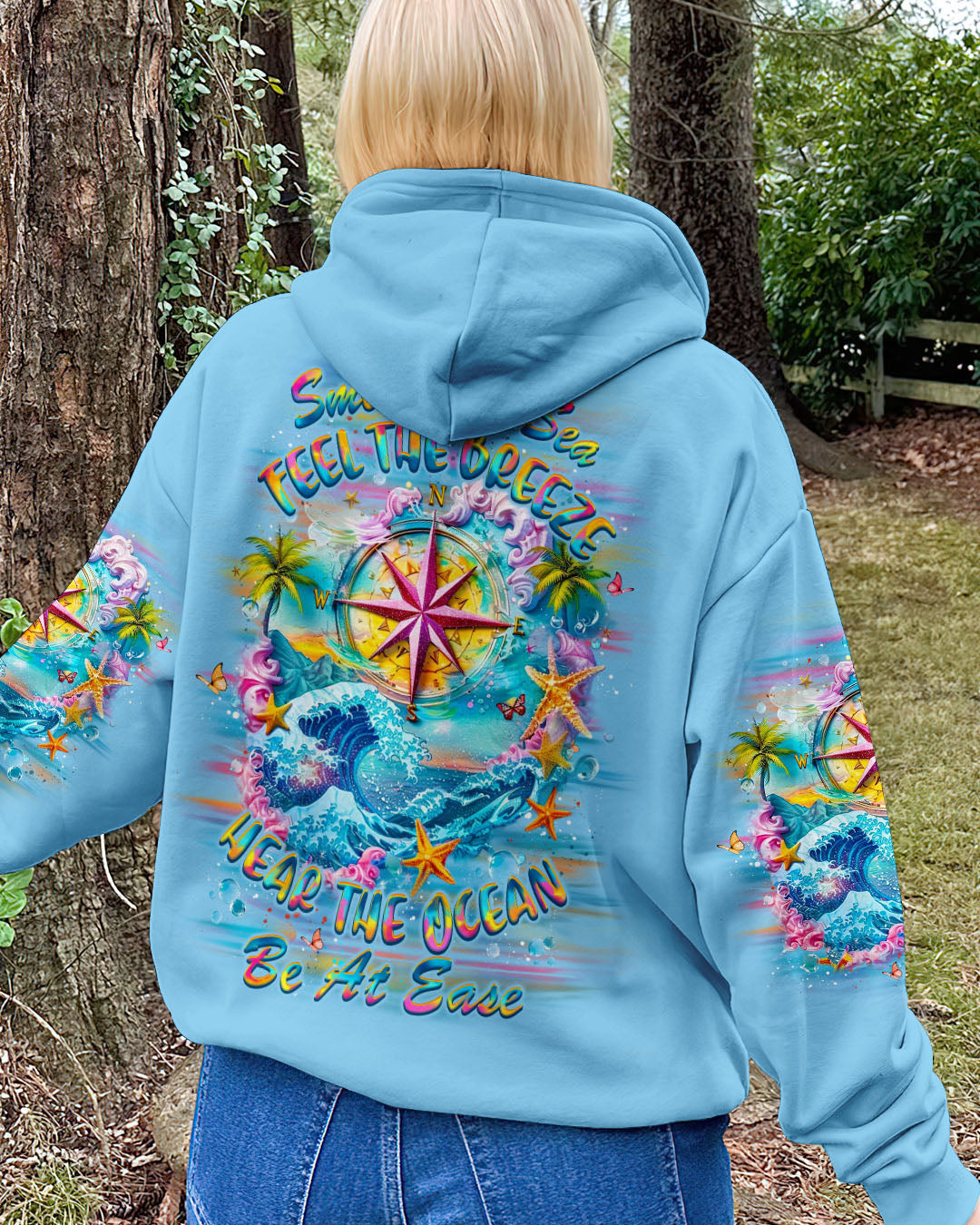 SMELL THE SEA FEEL THE BREEZE COMPASS ALL OVER PRINT - YHLT1004253