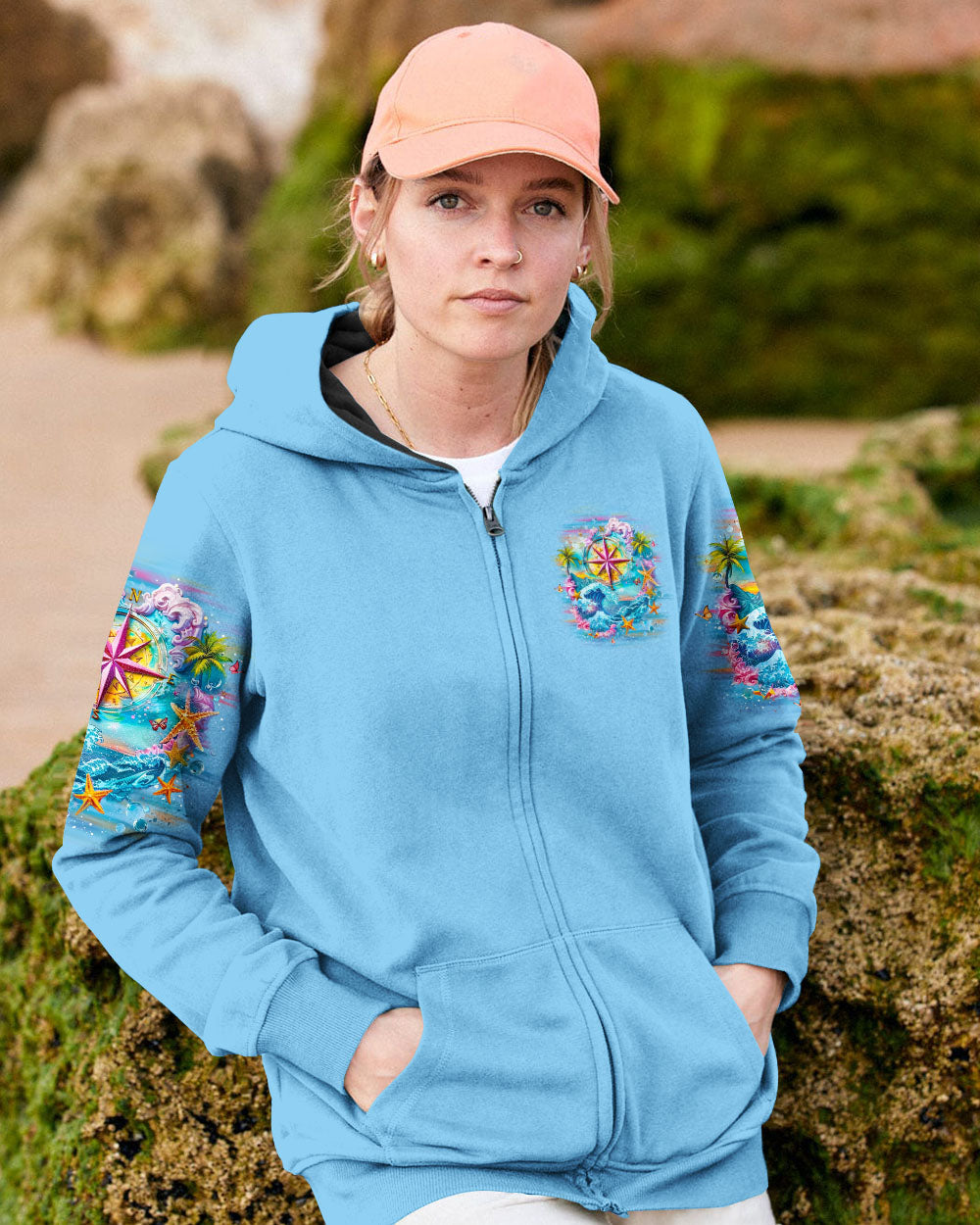 SMELL THE SEA FEEL THE BREEZE COMPASS ALL OVER PRINT - YHLT1004253