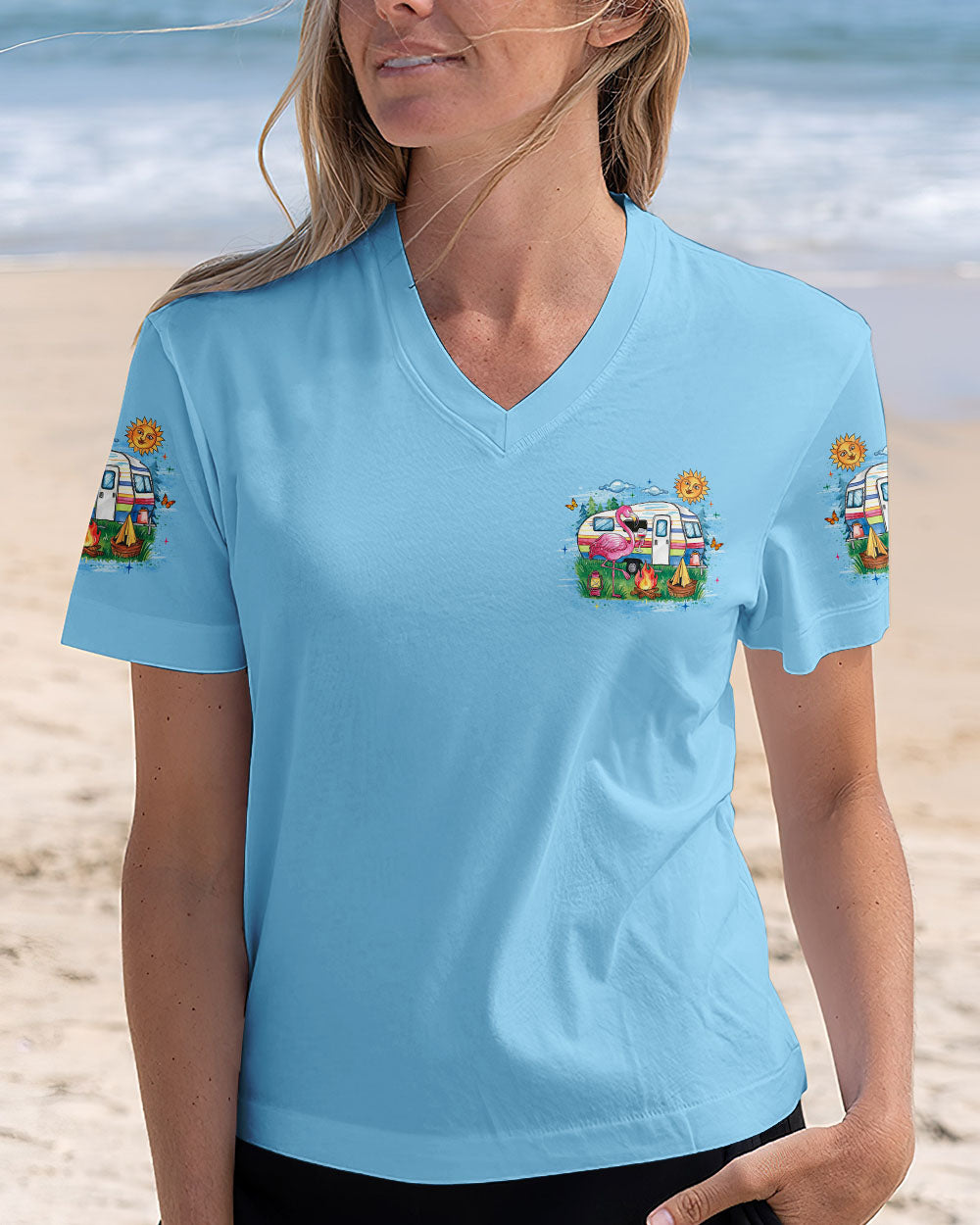 SOME GIRLS ARE BORN WITH CAMPING FLAMINGO ALL OVER PRINT - YHLT1809251
