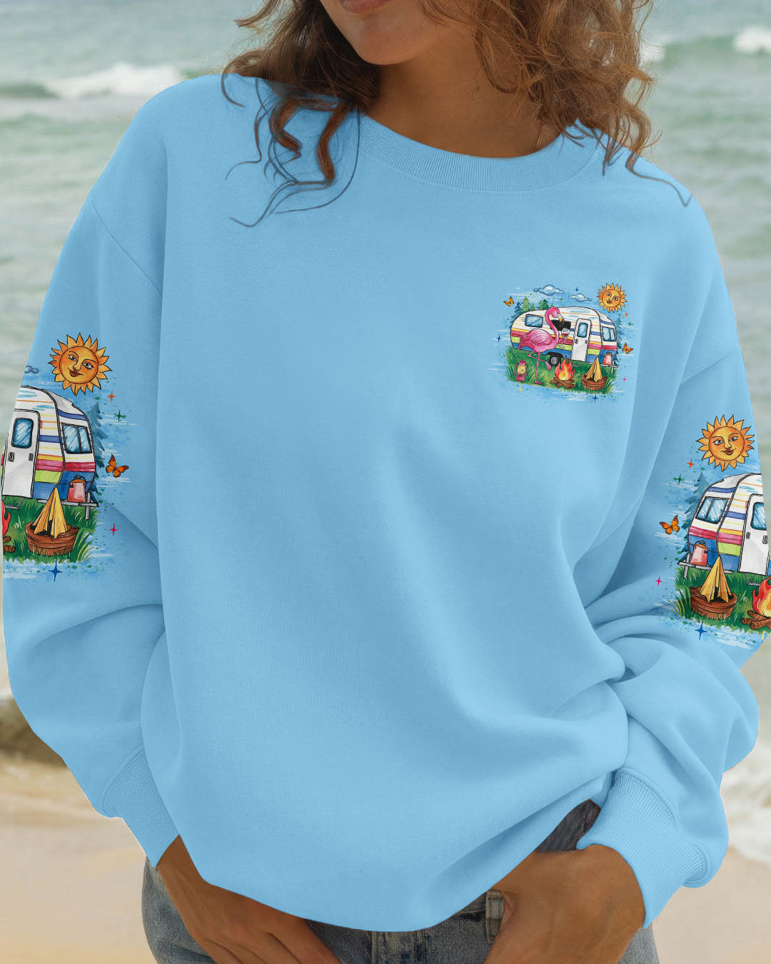 SOME GIRLS ARE BORN WITH CAMPING FLAMINGO ALL OVER PRINT - YHLT1809251