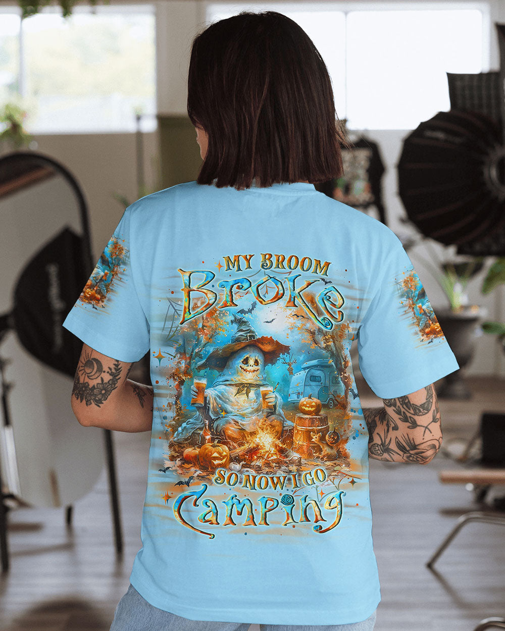 MY BROOM BROKE SO NOW HALLOWEEN CAMPING ALL OVER PRINT - YHLT2208241