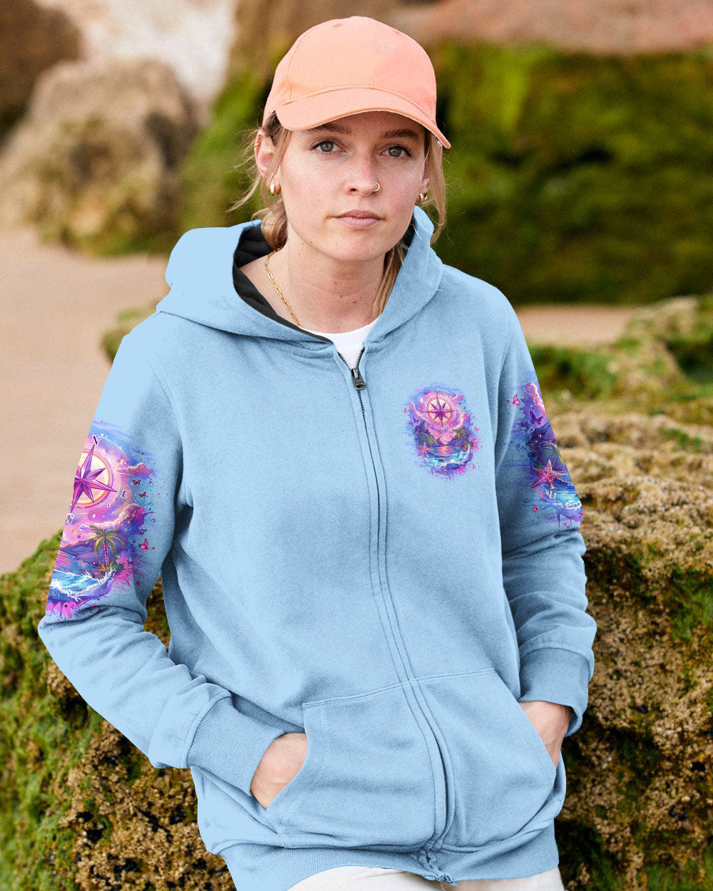 SMELL THE SEA FEEL THE BREEZE COMPASS ALL OVER PRINT - YHLT2803253