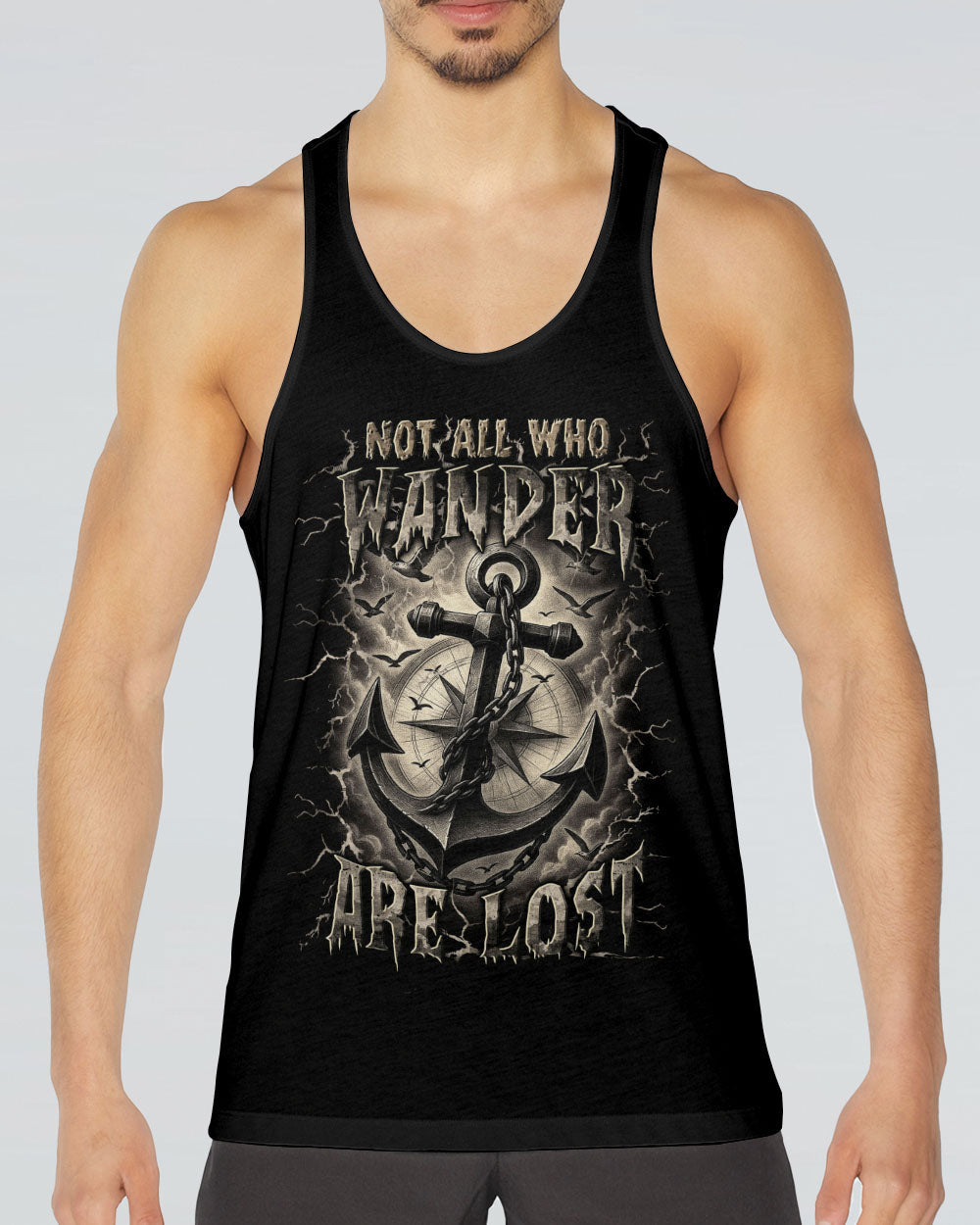 NOT ALL WHO WANDER ARE LOST ANCHOR COMPASS ALL OVER PRINT - YHLN2706254