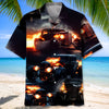 Bluejose Black Hot Rod On Fire Hawaiian Shirt