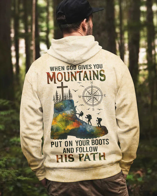 BlueJose When God Gives You Mountains Personalized Hiking Shirt - Sand