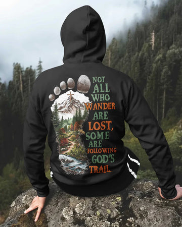 BlueJose Not All Who Wander Are Lost  Personalized Hiking Shirt - Black