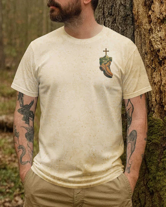 BlueJose Hike I Pray And I Trust God Personalized Hiking 3D Shirt - Sand