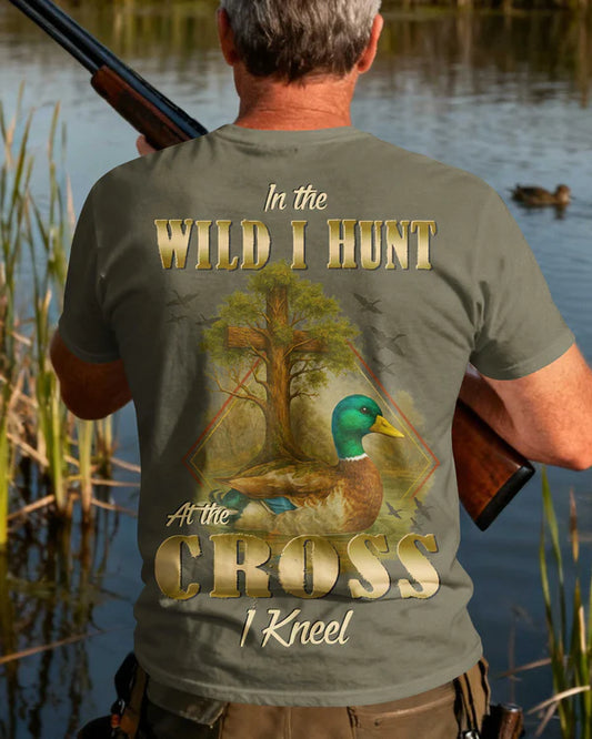 BlueJose In The Wild I Hunt At The Cross I Kneel Shirt, Personalized Hunting 3D Shirt