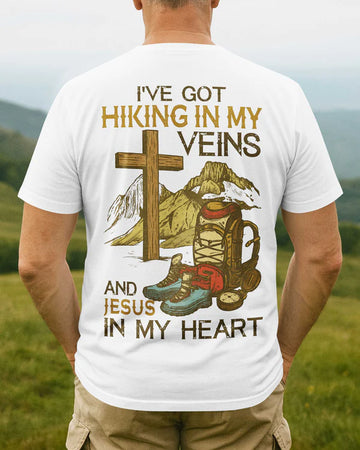 BlueJose I've Got Hiking In My Veins Personalized Hiking 3D Shirt - White