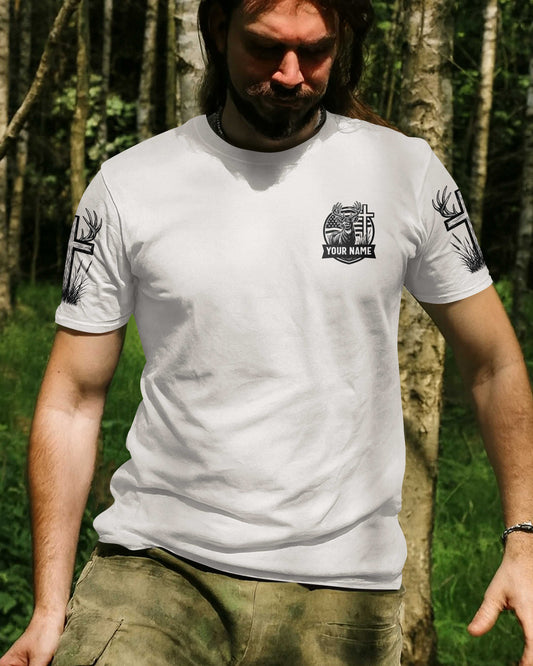 BlueJose God Guns And Deer That's How We Hunt And Pray, Personalized Hunting 3D Shirt