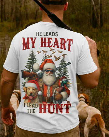 BlueJose He Leads My Heart I Lead The Hunt Shirt, Personalized Hunting 3D Shirt