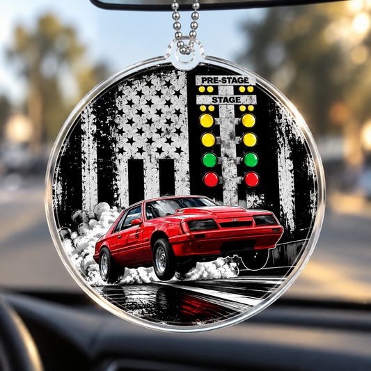 Bluejose Drag Racing Christmas Tree Lights Car Ornament – Mustang American Flag Hanger
