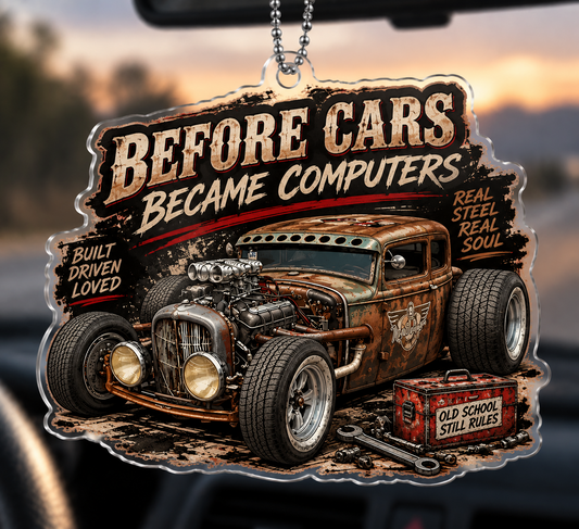 Bluejose Rat Rod Car Charm – 'Real Steel, Real Soul' Vintage Hot Rod Ornament