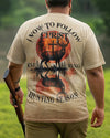 BlueJose I Vow To Follow Christ Shirt, Personalized Hunting 3D Shirt - Beige