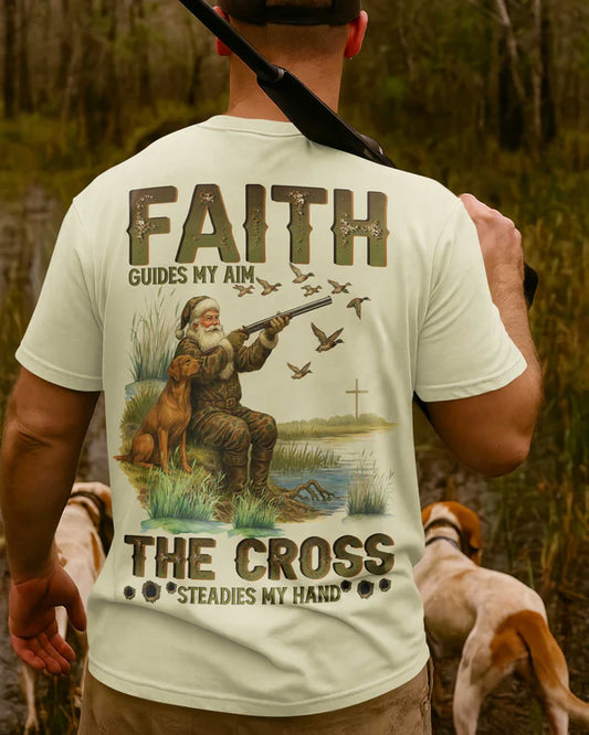 BlueJose Faith Guides My Aim The Cross Steadies My Hand Shirt, Personalized Hunting 3D Shirt