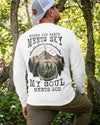 BlueJose My Soul Meets God Personalized Hiking Shirt - White