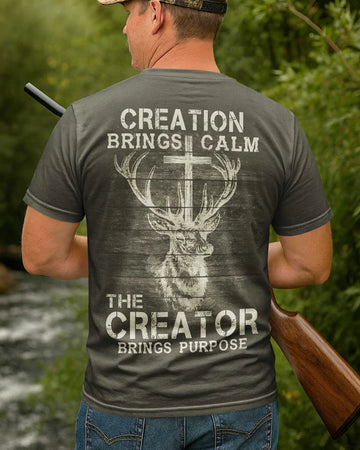 BlueJose Creation Brings Calm The Creator Brings Purpose Shirt, Personalized Hunting 3D Shirt