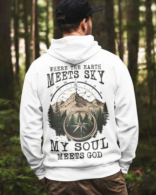 BlueJose My Soul Meets God Personalized Hiking Shirt - White