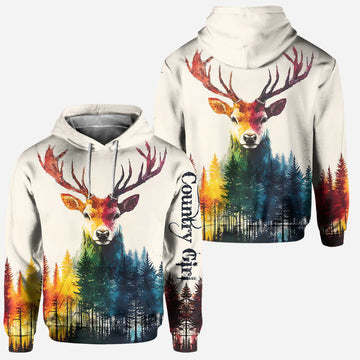 BlueJose Country Girl, Personalized Hunting All Over Shirt, Personalized 3D Hoodie For Hunting Lover