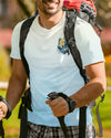BlueJose When The Climb Gets Steep His Cross Lights The Way Personalized Hiking 3D Shirt