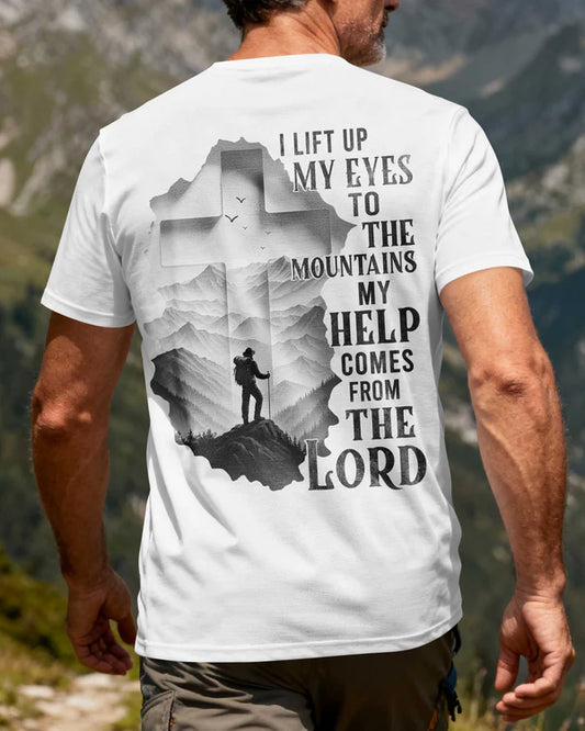 BlueJose I Lift Up My Eyes To The Mountains Personalized Hiking 3D Shirt - White