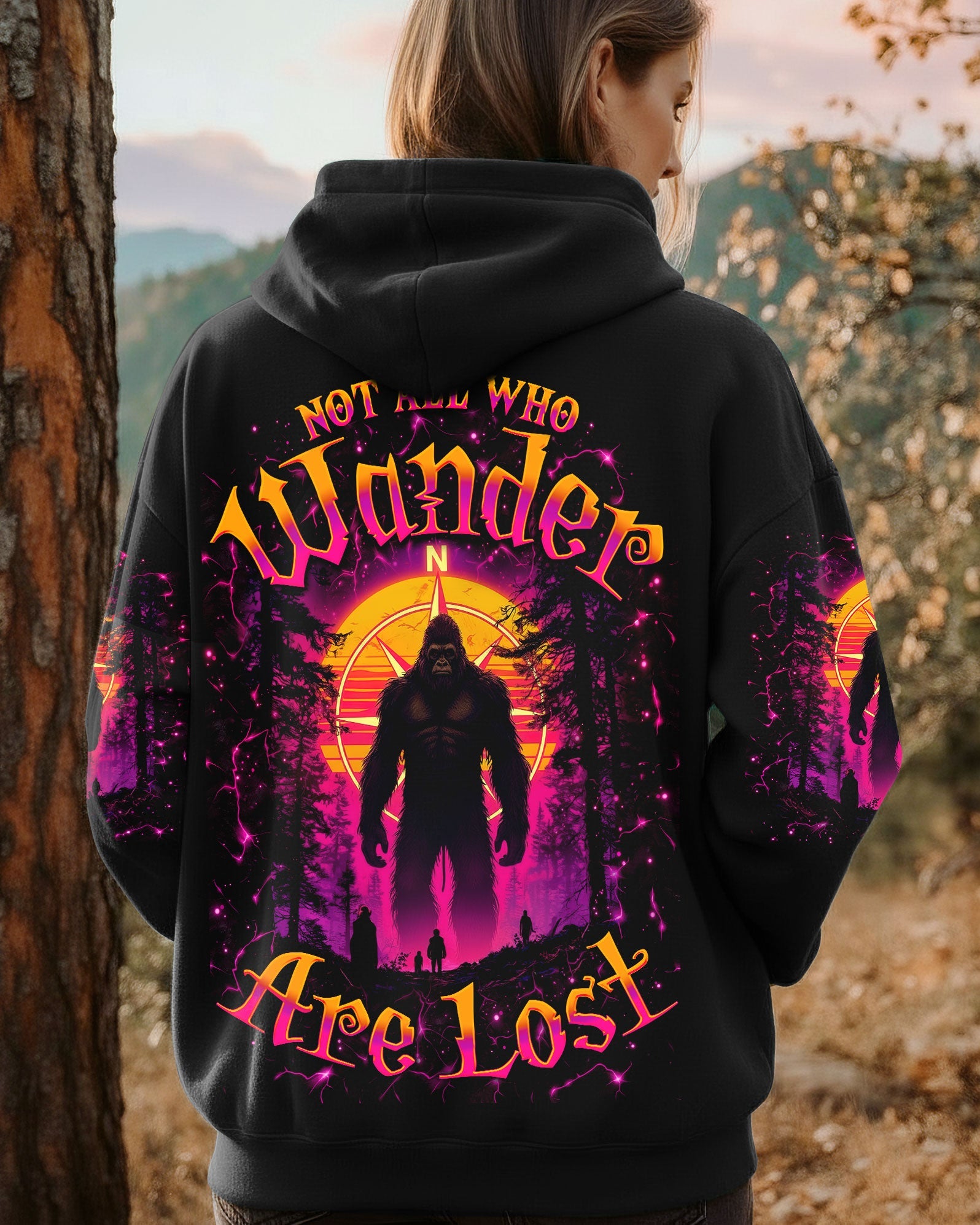 NOT ALL WHO WANDER ARE LOST BIGFOOT COMPASS ALL OVER PRINT - TLNO2411251