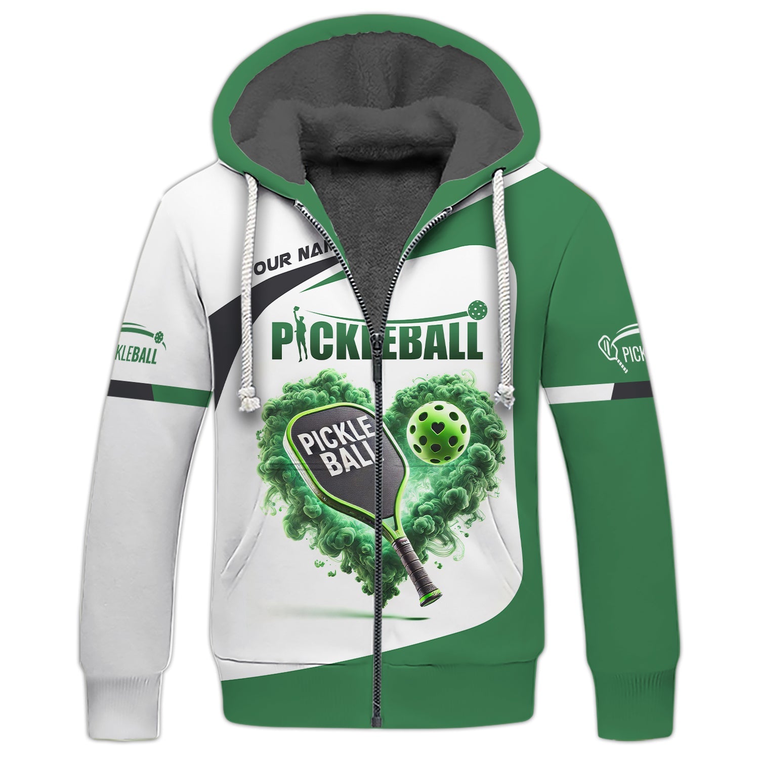 Custom Pickleball Player Personalized Name 3D Greenheart T-Shirts, Pickleball Polo Shirt, Gift For Pickleball Player