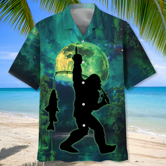 BlueJose Bigfoot Night Fishing Hawaiian Shirt