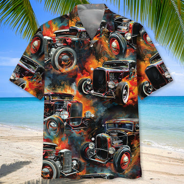 Bluejose Vintage Hot Rod Art Hawaiian Shirt