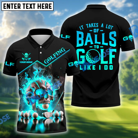 BlueJose Skull Ball Golf Shirt Customized Name, Team Name 3D Shirts (4 Colors)
