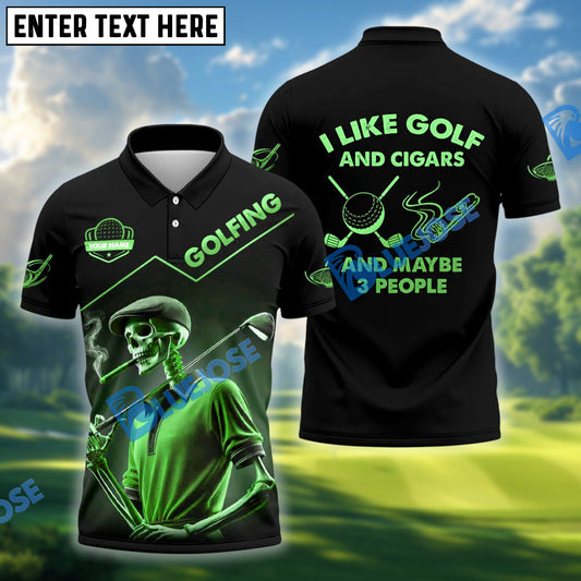 BlueJose I Like Golf Funny Skull Golf Shirt Customized Name, Team Name 3D Shirts (4 Colors)