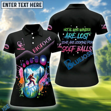BlueJose Funny Bigfoot Womens Golf Polo Shirt, Custom Name 3D Shirt