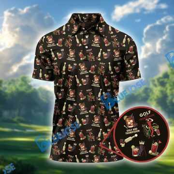 BlueJose Golf And Transfusion Drink Pattern Polos, Funny Golf Shirts For Golfers