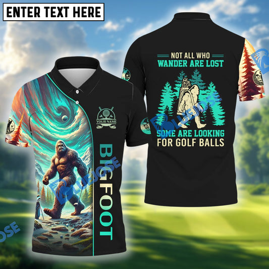 BlueJose Funny Bigfoot Golf Polo Shirt, Custom Name & Team Name 3D Shirts