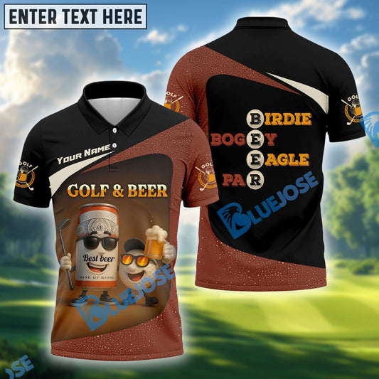 BlueJose Golf And Beer Polo Shirt, Custom Name & Team Name 3D Shirts