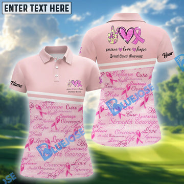 BlueJose Pink Breast Cancer Awareness Women's Golf Polo Shirt, Golf Shirts For Ladies